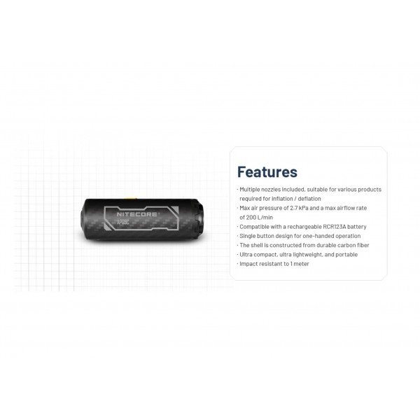 Nitecore AP05C, Mini Pompa Aer Electronica www.easylight.ro