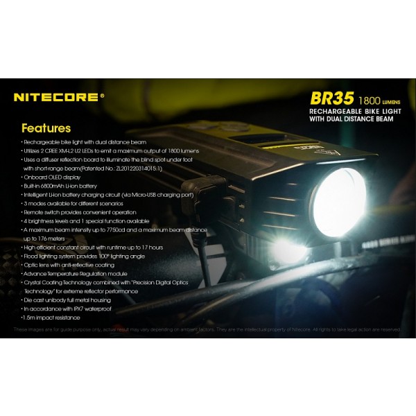 Nitecore BR35, Lanternă Pentru Bicicletă 