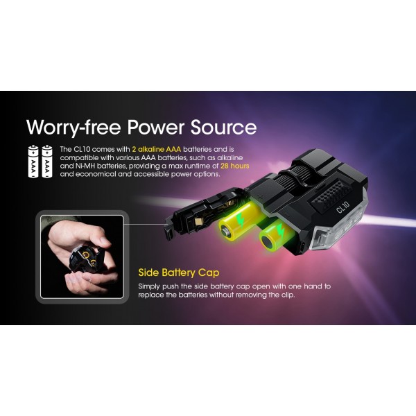 Nitecore CL10, Lanterna Clip-ON, 45 Lumeni, 15 Metri, Lumina Rosie si Albastra Secundara www.easylight.ro