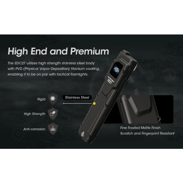Nitecore EDC27, Lanterna Profesionala, Reincarcabila USB-C, 3000 Lumeni, 220 Metri www.easylight.ro