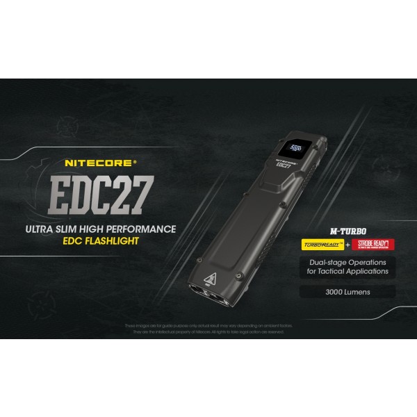 Nitecore EDC27, Lanterna Profesionala, Reincarcabila USB-C, 3000 Lumeni, 220 Metri www.easylight.ro