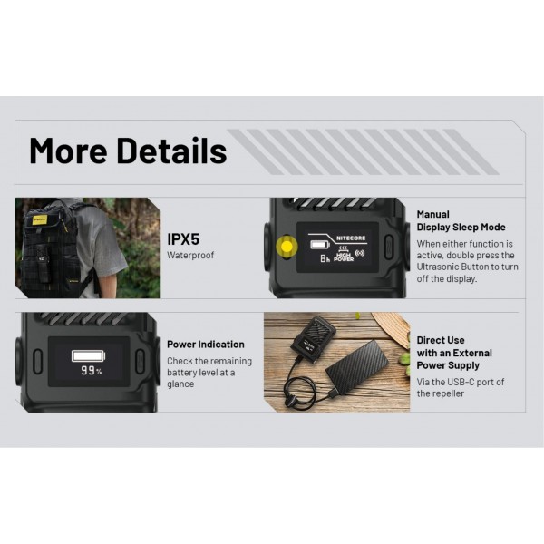 Nitecore EMR25, Dispozitiv Anti Tantari, Functie Powerbank www.easylight.ro