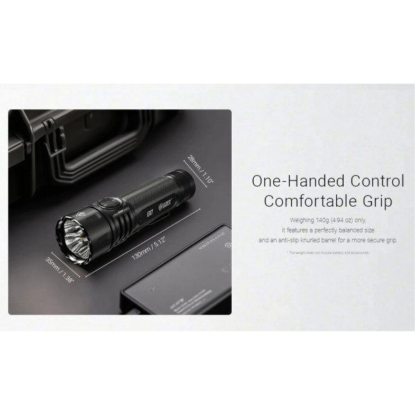 Nitecore EX7, Lanterna Profesionala, Reincarcabila USB-C, 6000 Lumeni, 500 Metri www.easylight.roNitecore EX7, Lanterna Profesionala, Reincarcabila USB-C, 6000 Lumeni, 500 Metri www.easylight.ro