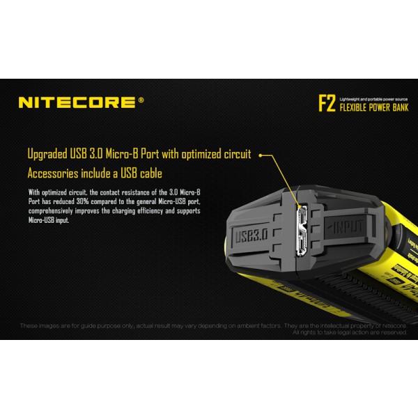Nitecore F2, Încărcător USB Acumulatori