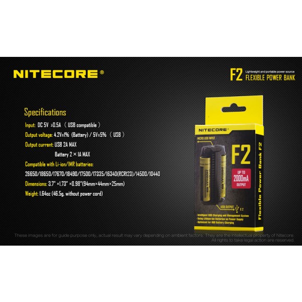 Nitecore F2, Încărcător USB Acumulatori