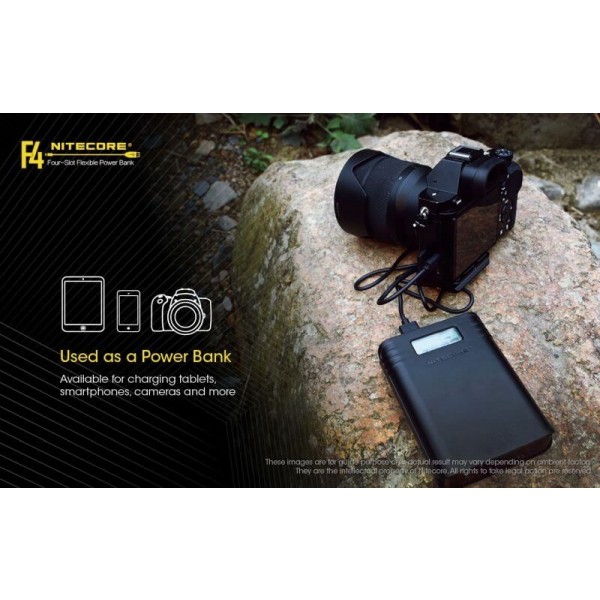 Nitecore F4, Încărcător Digital, Powerbank, USB, 4 Acumulatori