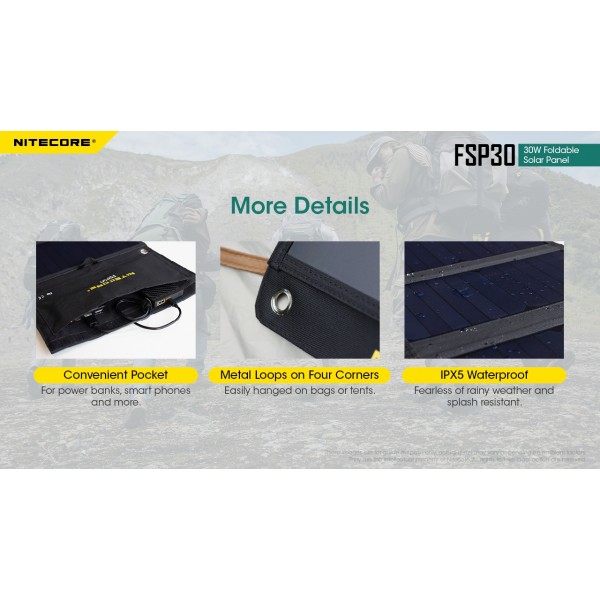 Nitecore FSP30, Panou Solar 30W www.easylight.ro