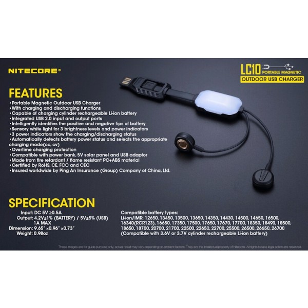 Nitecore LC10, Încărcător USB
