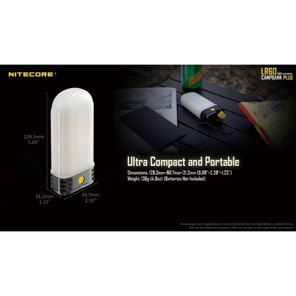Nitecore LR60, Lanternă Camping, Reîncărcabilă USB C, 280 Lumeni, 28 Metri