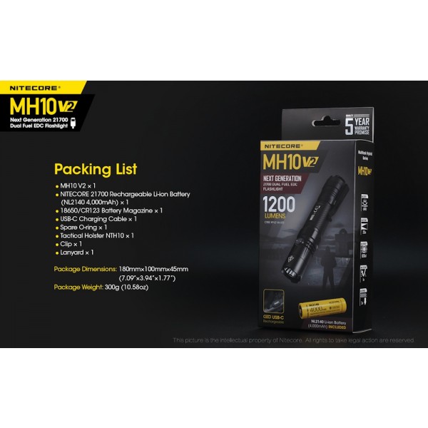 Nitecore MH10 V10, Lanterna LED