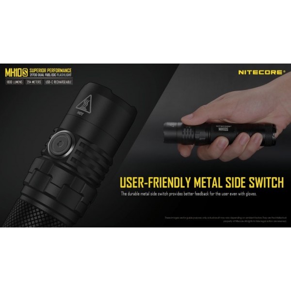 Nitecore MH10S, Lanternă, Reîncărcabilă USB-C, 1800 Lumeni, 294 Metri