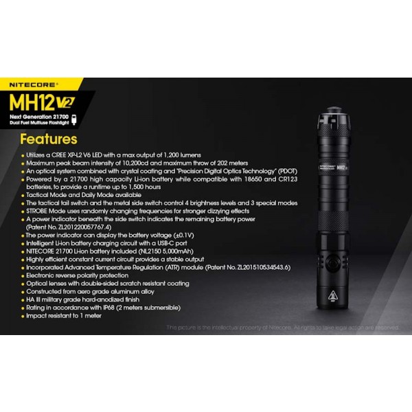 Nitecore MH12 V2, lanterna Led, Reincarcabila USB-C