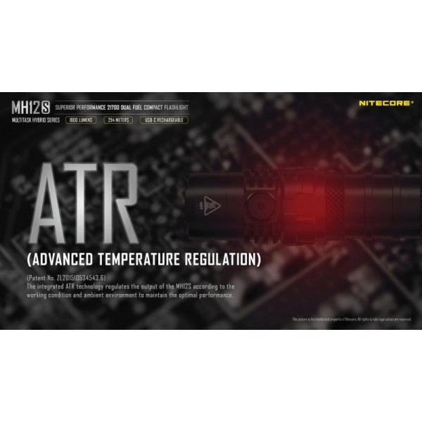 Nitecore MH12S, Lanternă, Reîncărcabilă USB-C, 1800 Lumeni, 294 Metri