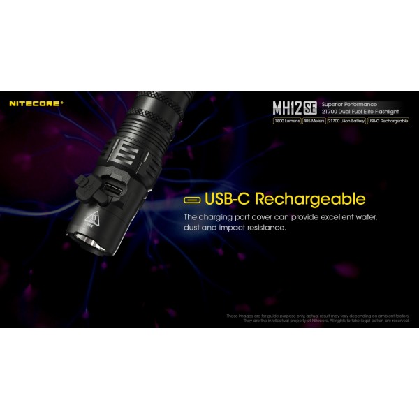 Nitecore MH12SE, Lanternă Profesionala, Reîncărcabilă USB-C, 1800 Lumeni, 405 Metri www.easylight.ro