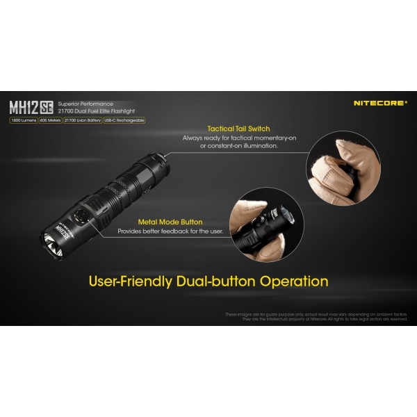 Nitecore MH12SE, Lanternă Profesionala, Reîncărcabilă USB-C, 1800 Lumeni, 405 Metri www.easylight.ro