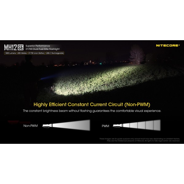 Nitecore MH12SE, Lanternă Profesionala, Reîncărcabilă USB-C, 1800 Lumeni, 405 Metri www.easylight.ro