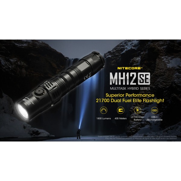 Nitecore MH12SE, Lanternă Profesionala, Reîncărcabilă USB-C, 1800 Lumeni, 405 Metri www.easylight.ro