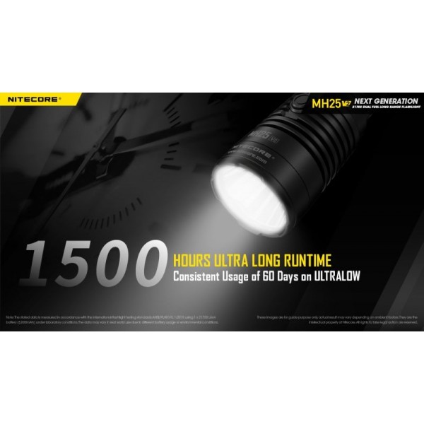 Nitecore MH25 V2, Lanternă Profesională, Reîncărcabilă USB-C, 1300 Lumeni, 475 Metri
