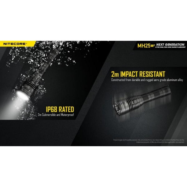 Nitecore MH25 V2, Lanternă Profesională, Reîncărcabilă USB-C, 1300 Lumeni, 475 Metri