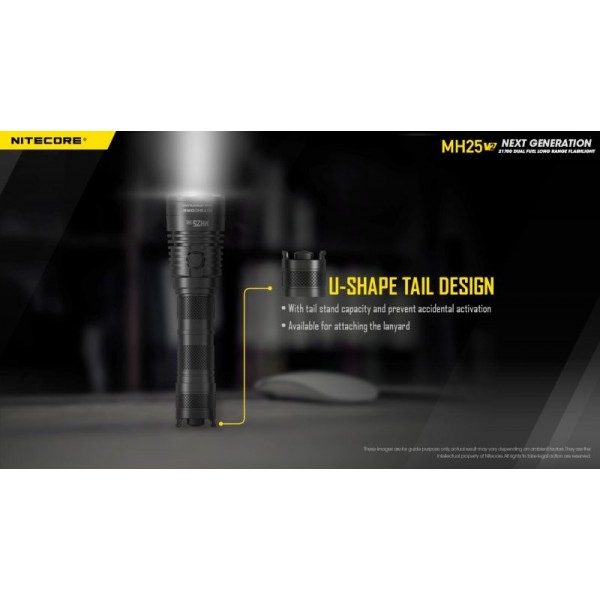 Nitecore MH25 V2, Lanternă Profesională, Reîncărcabilă USB-C, 1300 Lumeni, 475 Metri