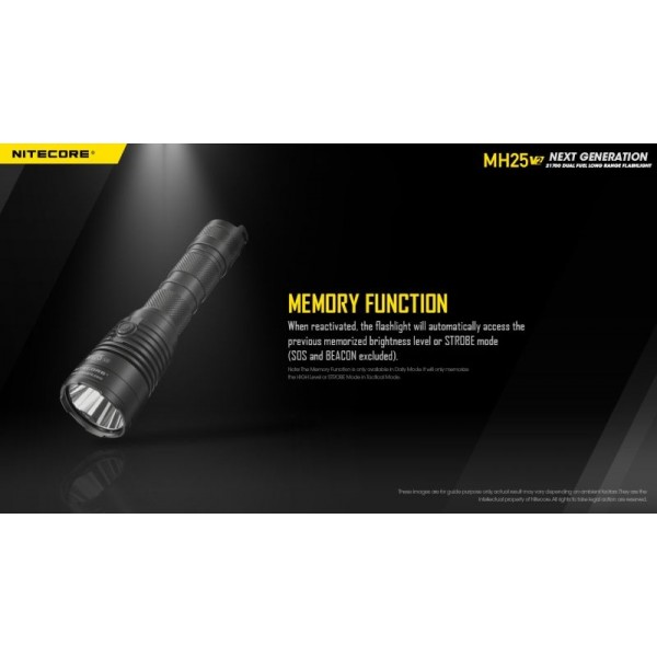 Nitecore MH25 V2, Lanternă Profesională, Reîncărcabilă USB-C, 1300 Lumeni, 475 Metri