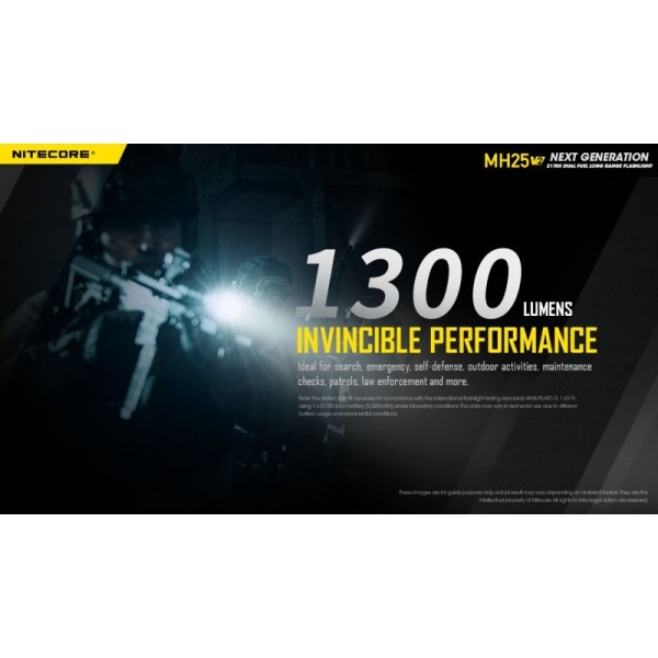 Nitecore MH25 V2, Lanternă Profesională, Reîncărcabilă USB-C, 1300 Lumeni, 475 Metri