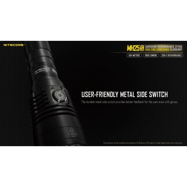 Nitecore MH25S, Lanternă, Reîncărcabilă USB-C, 1800 Lumeni, 504 Metri