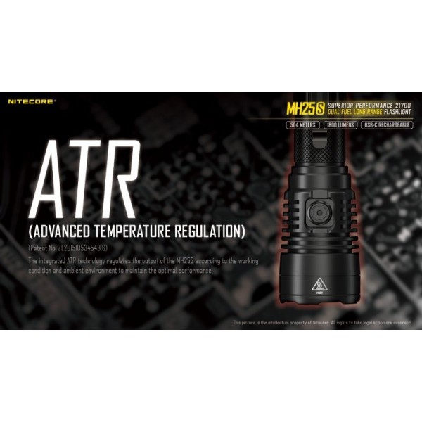 Nitecore MH25S, Lanternă, Reîncărcabilă USB-C, 1800 Lumeni, 504 Metri