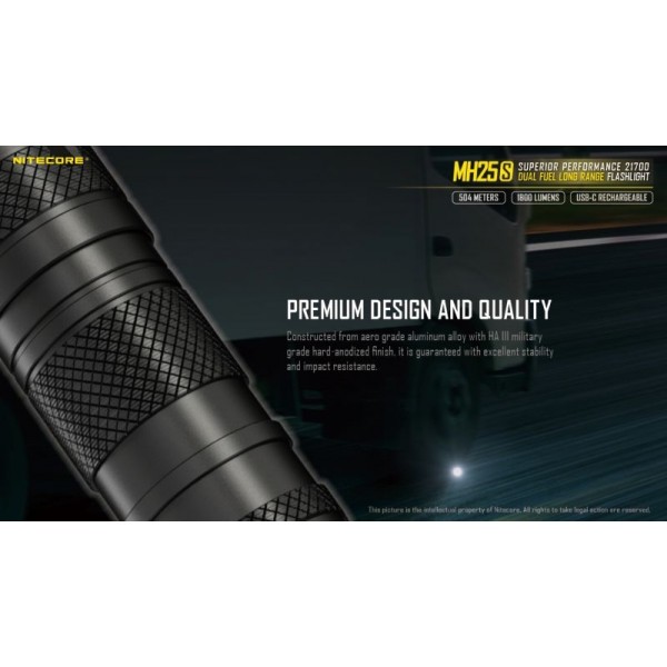 Nitecore MH25S, Lanternă, Reîncărcabilă USB-C, 1800 Lumeni, 504 Metri