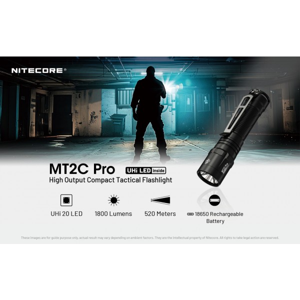 Nitecore MT2C Pro, Lanterna Profesionala, Reincarcabila USB-C, 1800 Lumeni, 520 Metri www.easylight.ro