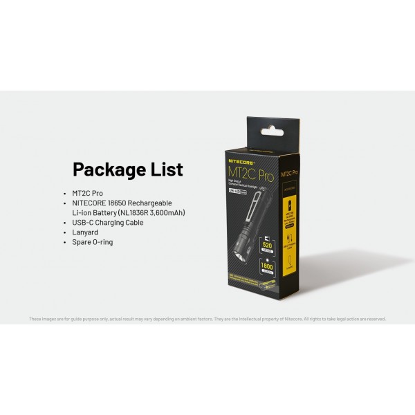 Nitecore MT2C Pro, Lanterna Profesionala, Reincarcabila USB-C, 1800 Lumeni, 520 Metri www.easylight.ro