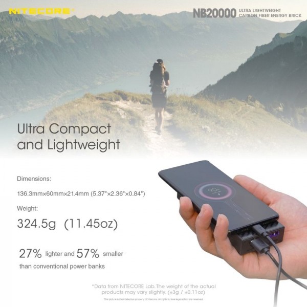 Nitecore NB20000, Baterie Externă, 77 Wh, 20000 mAh
