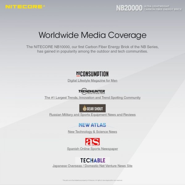 Nitecore NB20000, Baterie Externă, 77 Wh, 20000 mAh