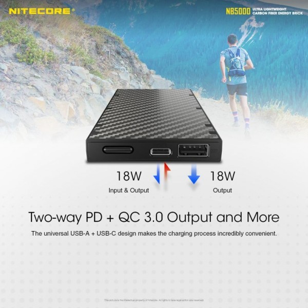 Nitecore NB5000, Baterie externă, 18.5 Wh, 5000 mAh