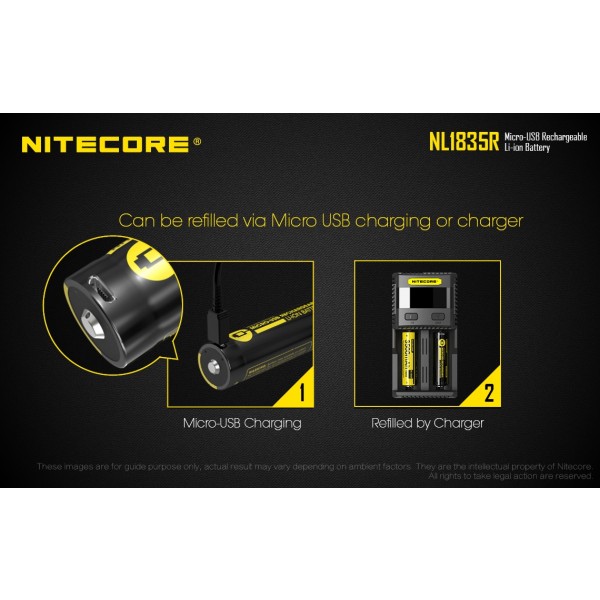 Acumulator Nitecore 18650 Li-Ion 3500 mAh NL1835R, Reincarcabil USB