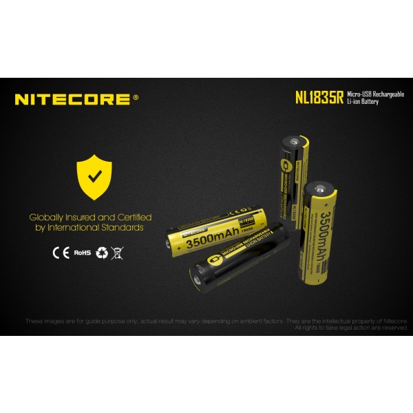 Acumulator Nitecore 18650 Li-Ion 3500 mAh NL1835R, Reincarcabil USB