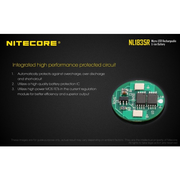 Acumulator Nitecore 18650 Li-Ion 3500 mAh NL1835R, Reincarcabil USB