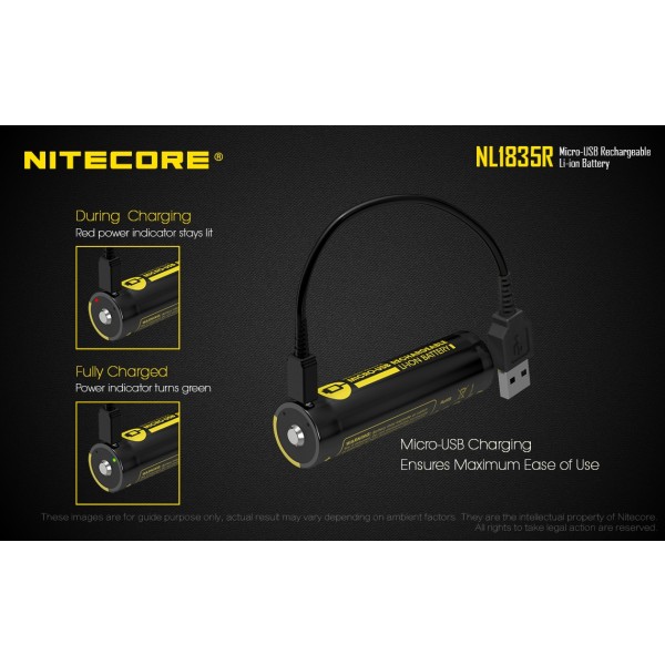Acumulator Nitecore 18650 Li-Ion 3500 mAh NL1835R, Reincarcabil USB