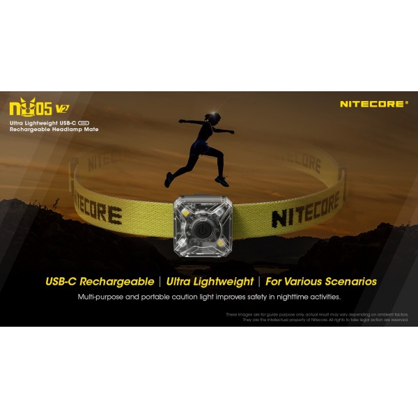Nitecore NU05 V2 Kit, Lanterna Frontala Far Bicicleta, Reincarcabila USB-C, Led Alb 40 Lumeni, Led Rosu www.easylight.ro