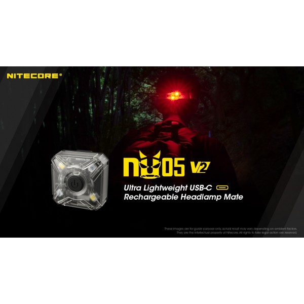 Nitecore NU05 V2 Kit, Lanterna Frontala Far Bicicleta, Reincarcabila USB-C, Led Alb 40 Lumeni, Led Rosu www.easylight.ro