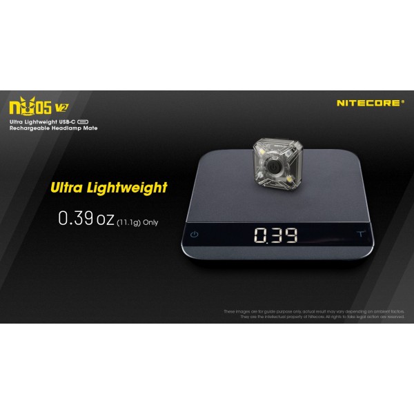 Nitecore NU05 V2 Kit, Lanterna Frontala Far Bicicleta, Reincarcabila USB-C, Led Alb 40 Lumeni, Led Rosu www.easylight.ro
