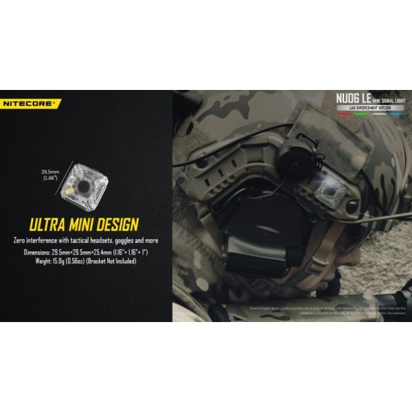 Nitecore NU06 LE, Lanternă Semnalizare, Reîncărcabilă USB-C, 15 Lumeni, LED Roșu - Verde - Albastru - Alb 