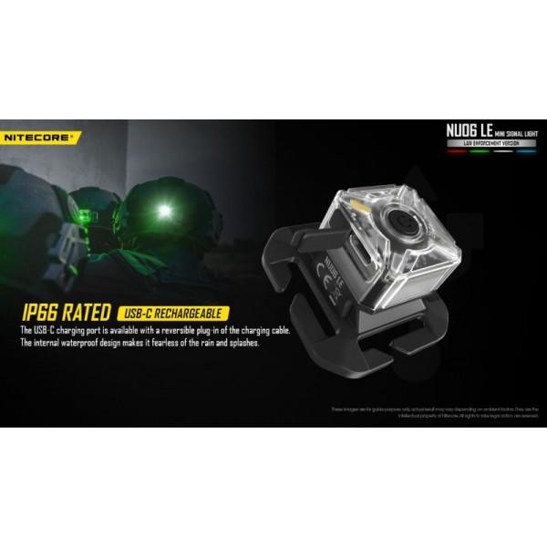 Nitecore NU06 LE, Lanternă Semnalizare, Reîncărcabilă USB-C, 15 Lumeni, LED Roșu - Verde - Albastru - Alb 