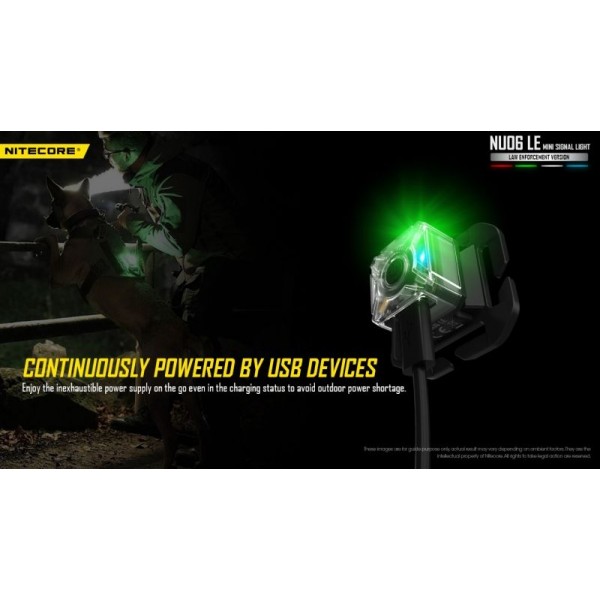 Nitecore NU06 LE, Lanternă Semnalizare, Reîncărcabilă USB-C, 15 Lumeni, LED Roșu - Verde - Albastru - Alb 