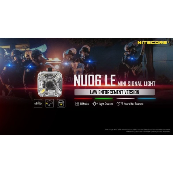 Nitecore NU06 LE, Lanternă Semnalizare, Reîncărcabilă USB-C, 15 Lumeni, LED Roșu - Verde - Albastru - Alb 