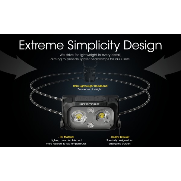 Nitecore NU25 UL, Lanterna Frontala, Reincarcabila USB-C, 400 Lumeni, 64 Metri www.easylight.ro