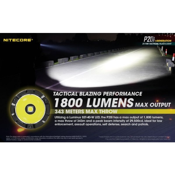 Nitecore P20i, Lanternă Profesională, Reincarcabila USB-C, 1800 Lumeni, 343 Metri