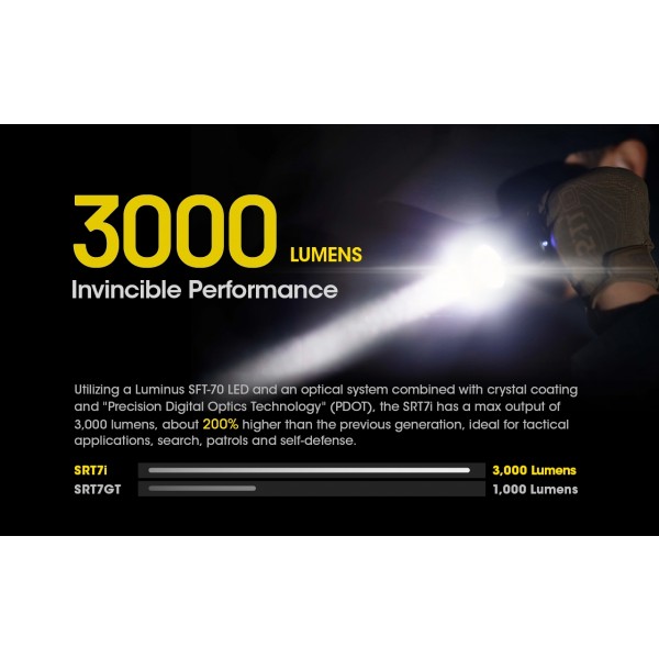 Nitecore SRT7i, Lanterna Profesionala, Reincarcabila USB-C, 3000 Lumeni, 580 Metri