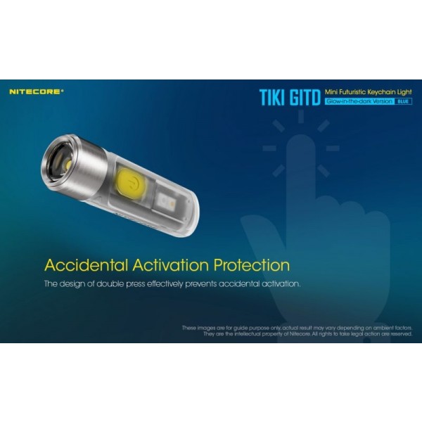 Nitecore TIKI GITD BLUE, Lanternă Breloc, 300 Lumeni, 71 Metri
