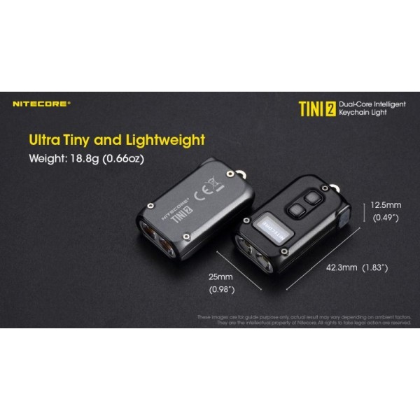 Nitecore TINI2, Lanternă Breloc, Reîncărcabilă USB-C, 500 Lumeni, 89 Metri